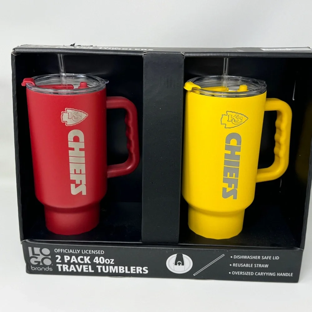 NFL Kansas City Chief's Logobrand Stainless Steel 40 Ounce 2 Tumblers